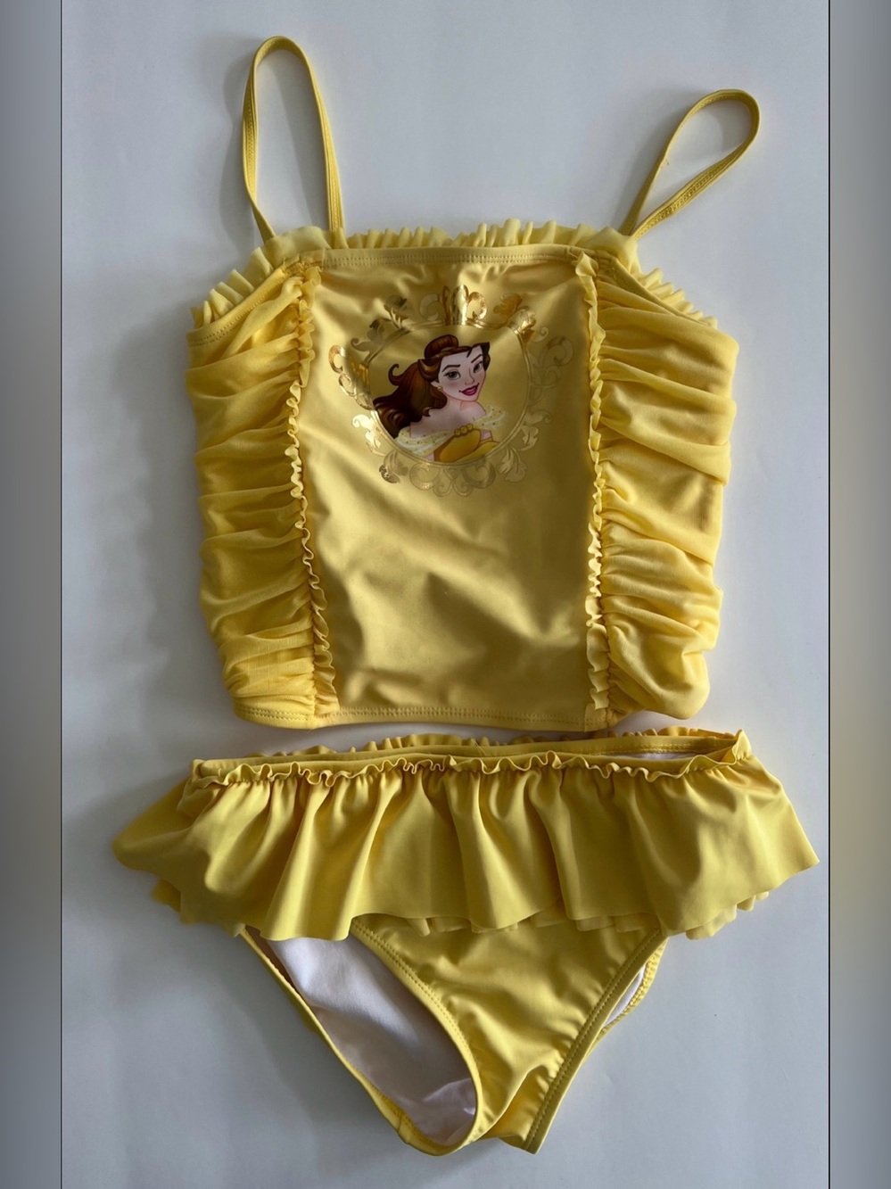 Disney Belle Yellow Ruffled Princess Two-Piece Girls' Swim Set 9-10